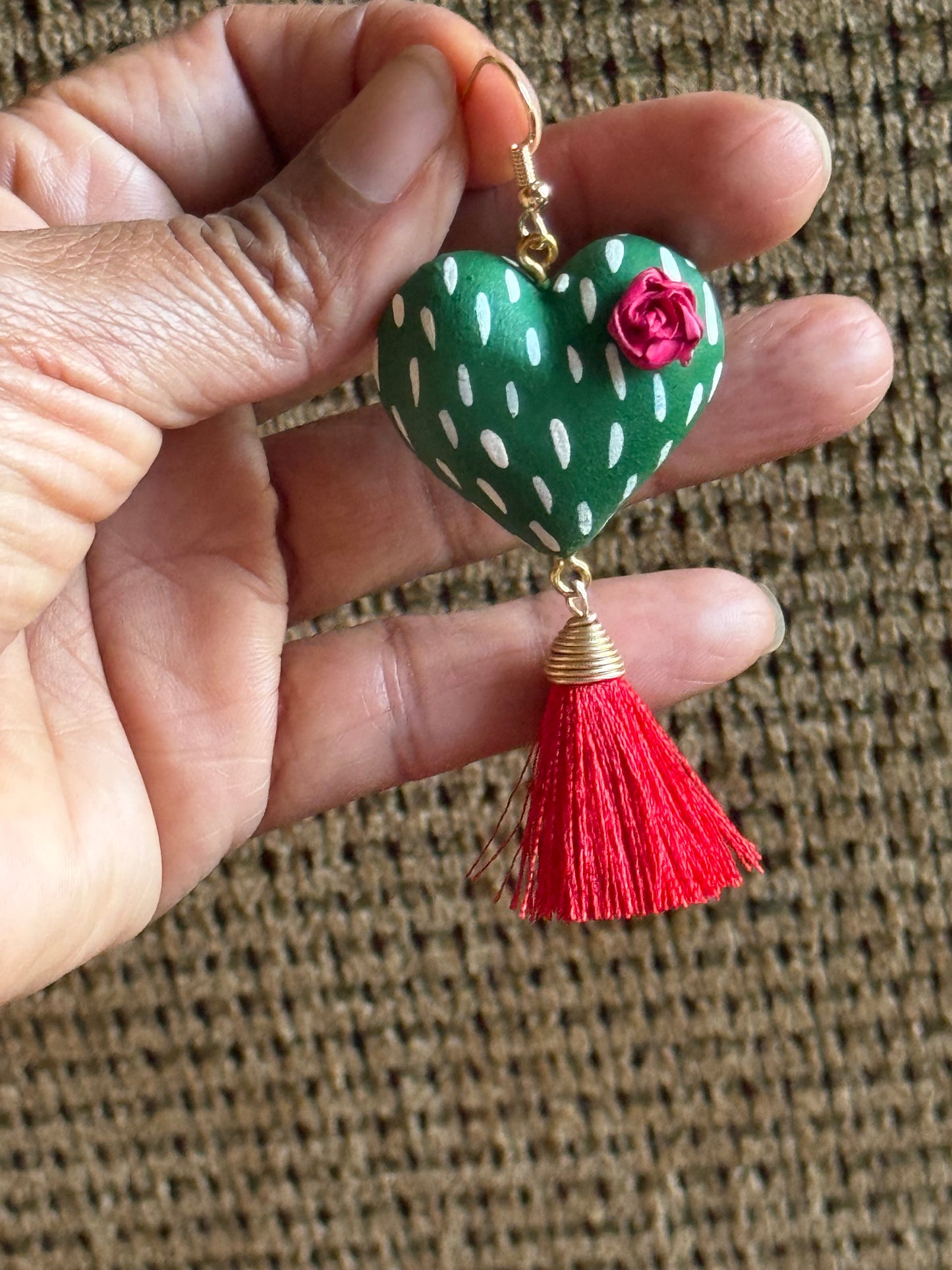 Cactus heart earrings
