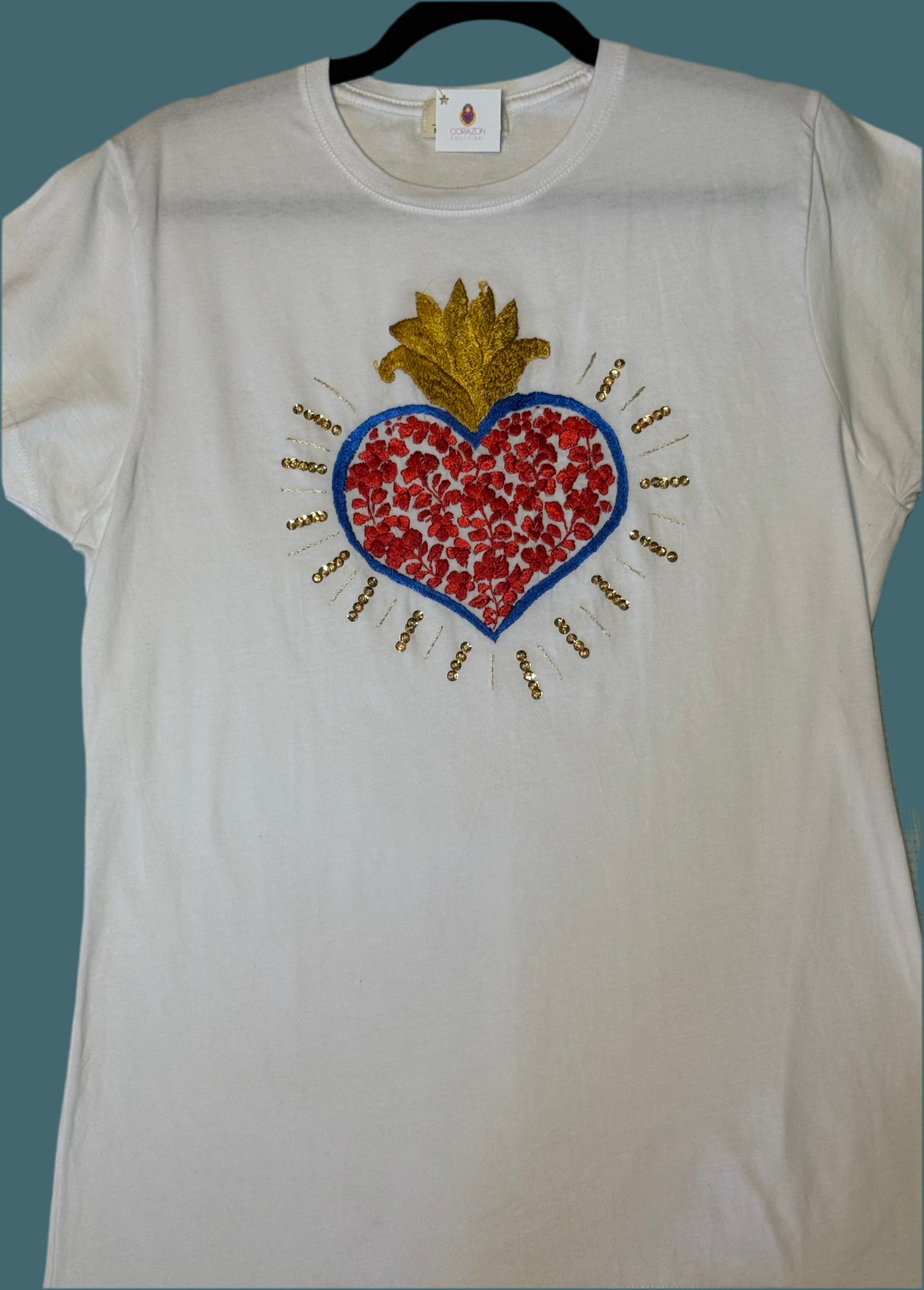 short sleeve green heart t-shirt