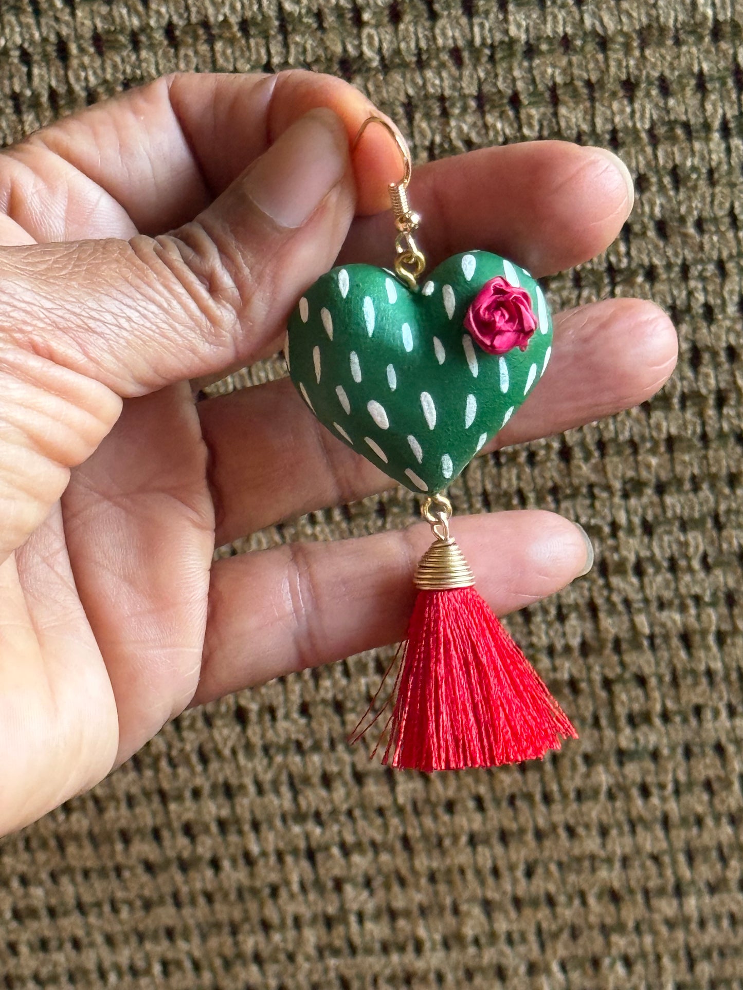 Cactus heart earrings