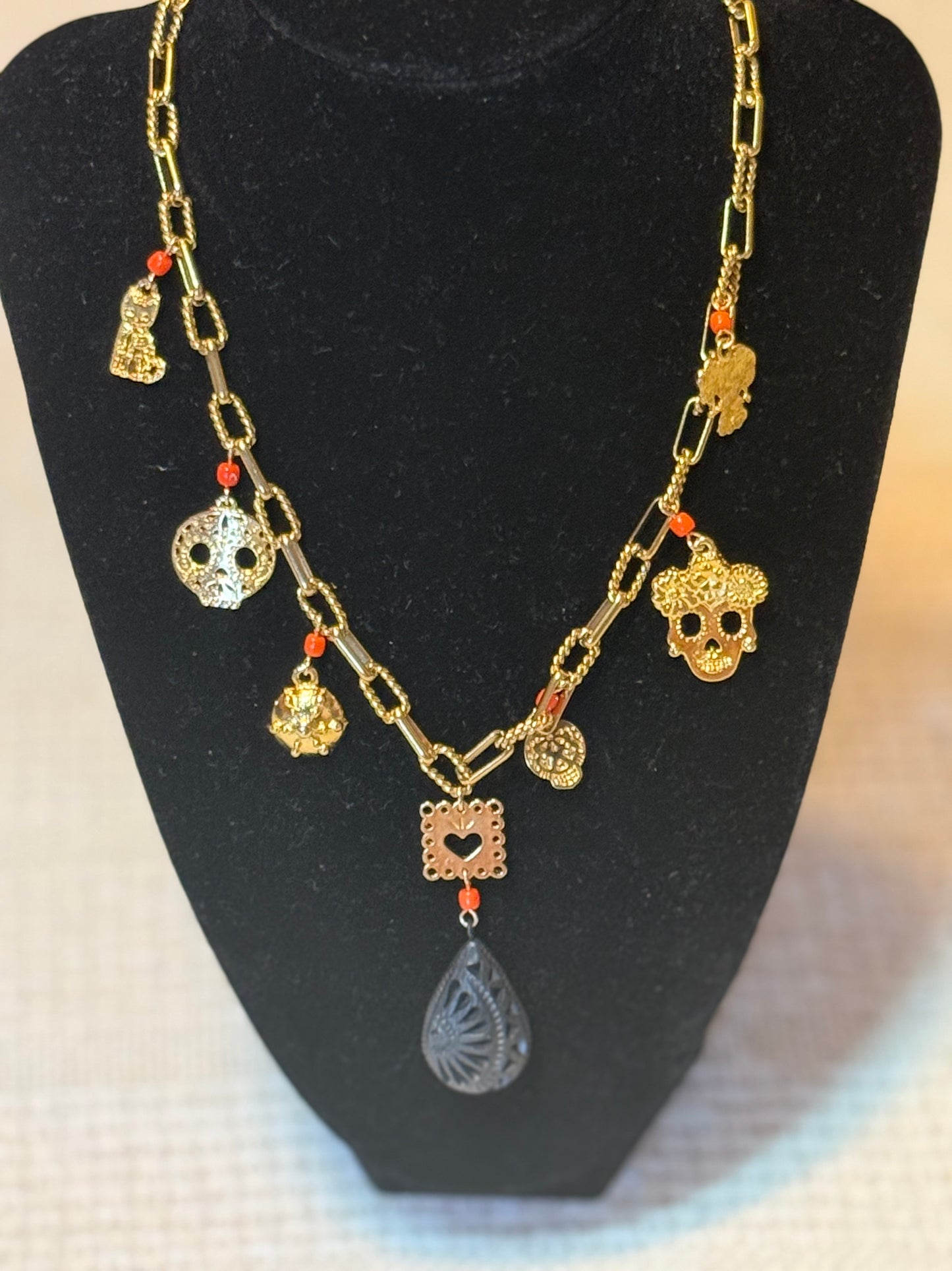 Maximalist dis de los muertos necklace