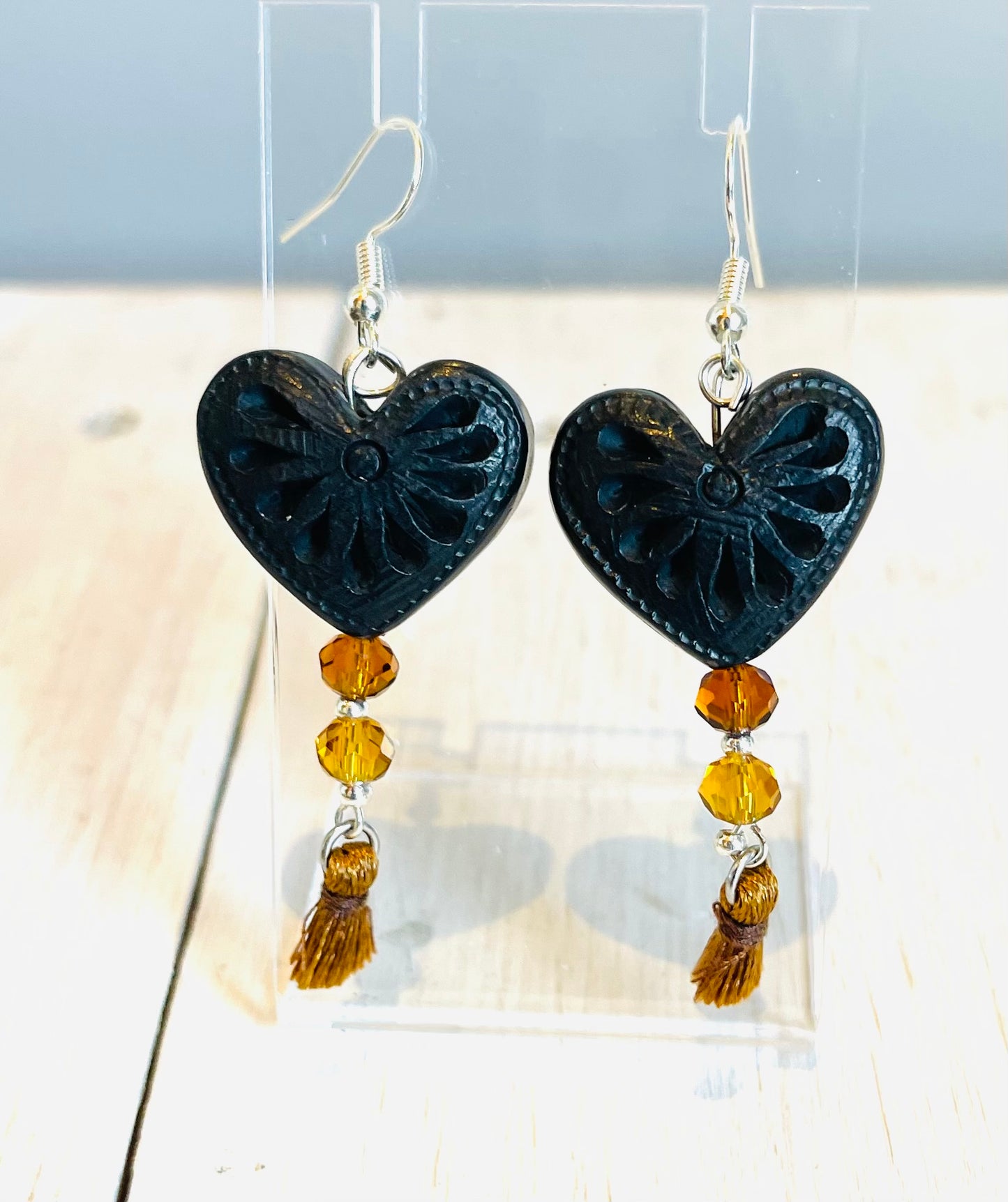Black heart earrings
