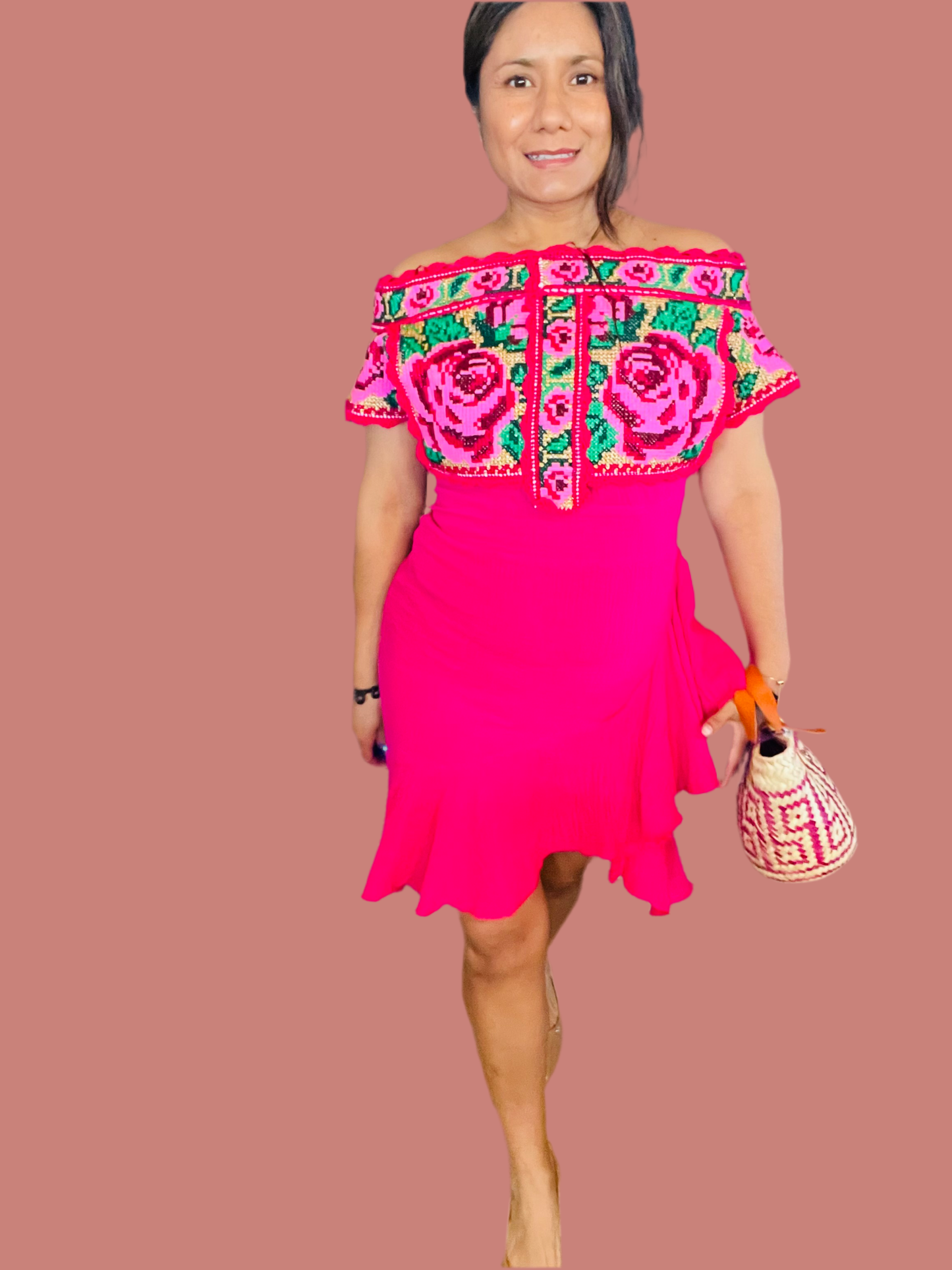Rose off shoulder dress