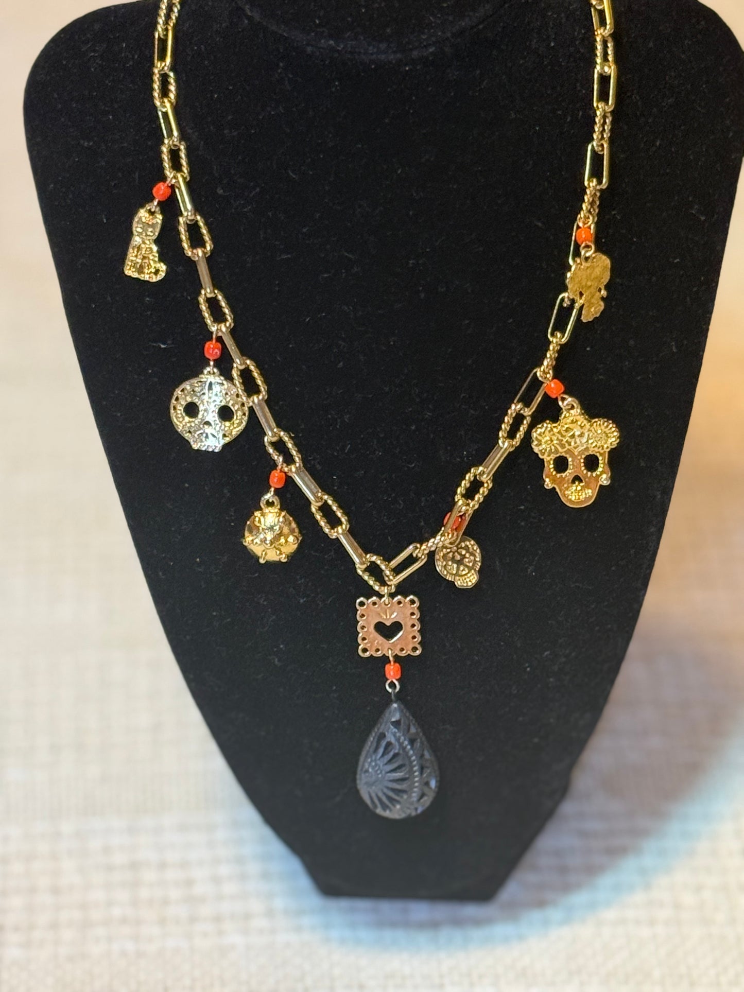 Maximalist dis de los muertos necklace
