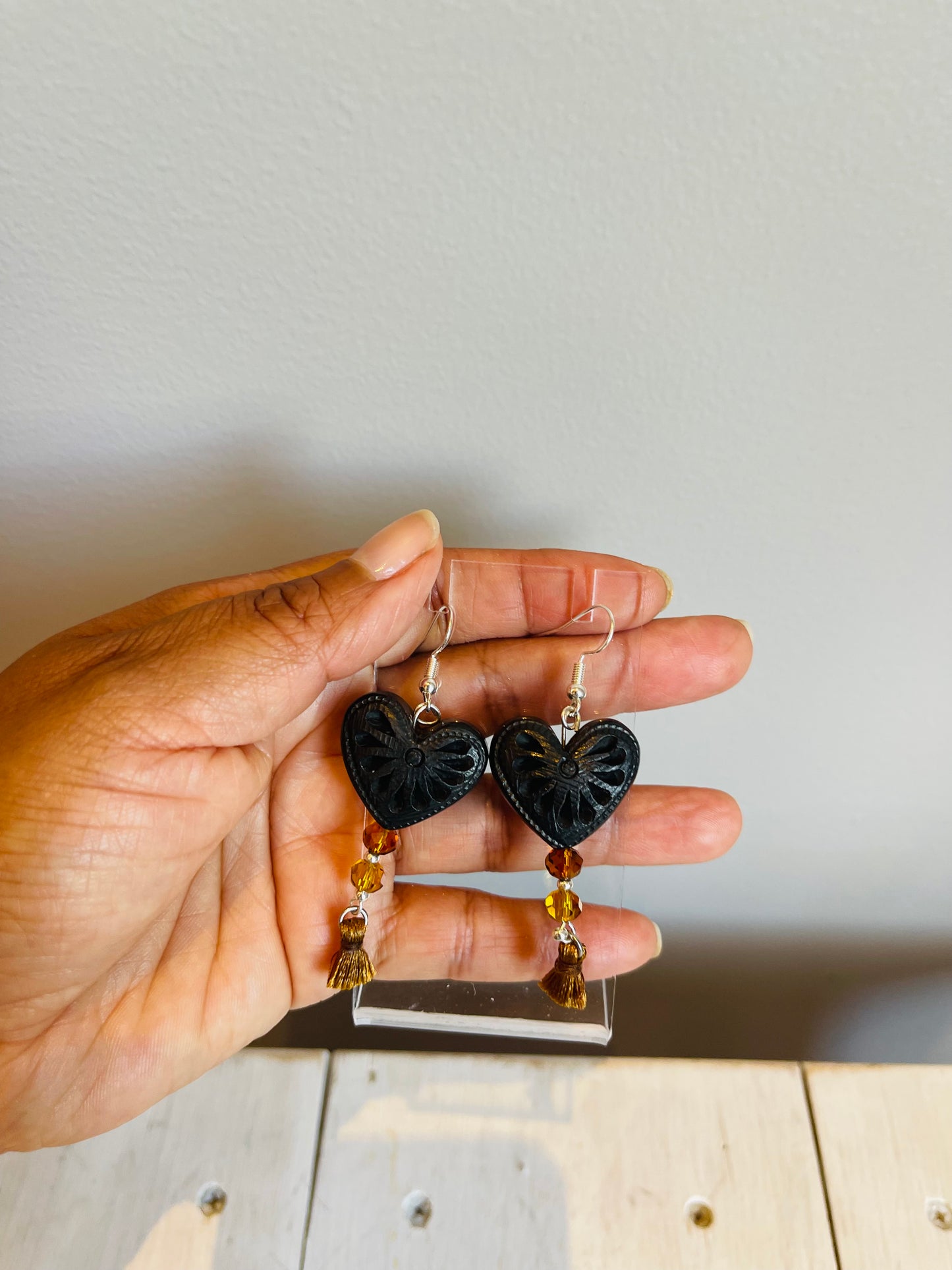 Black heart earrings