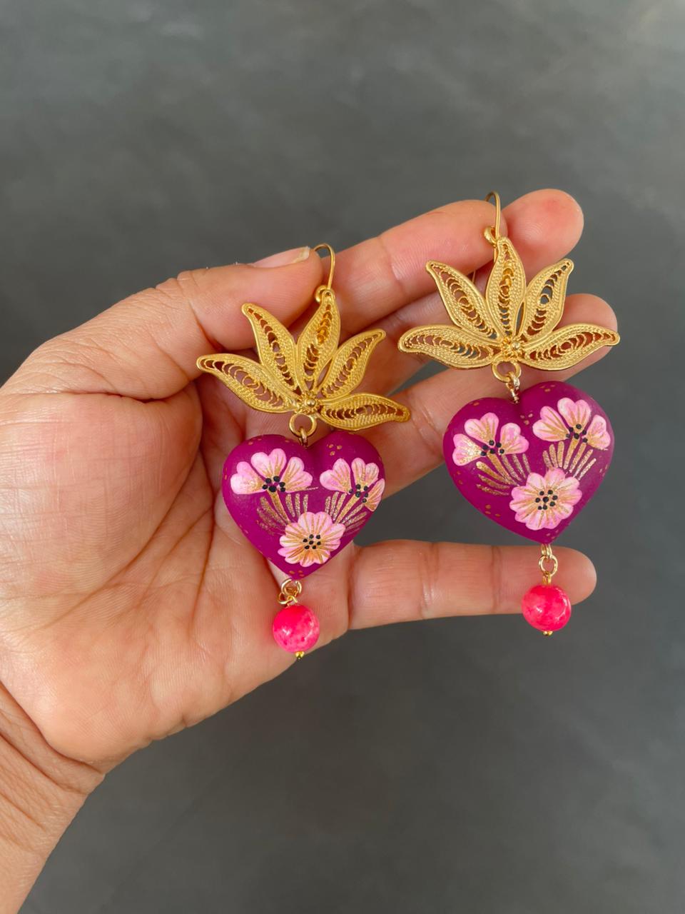 Cactus heart earrings