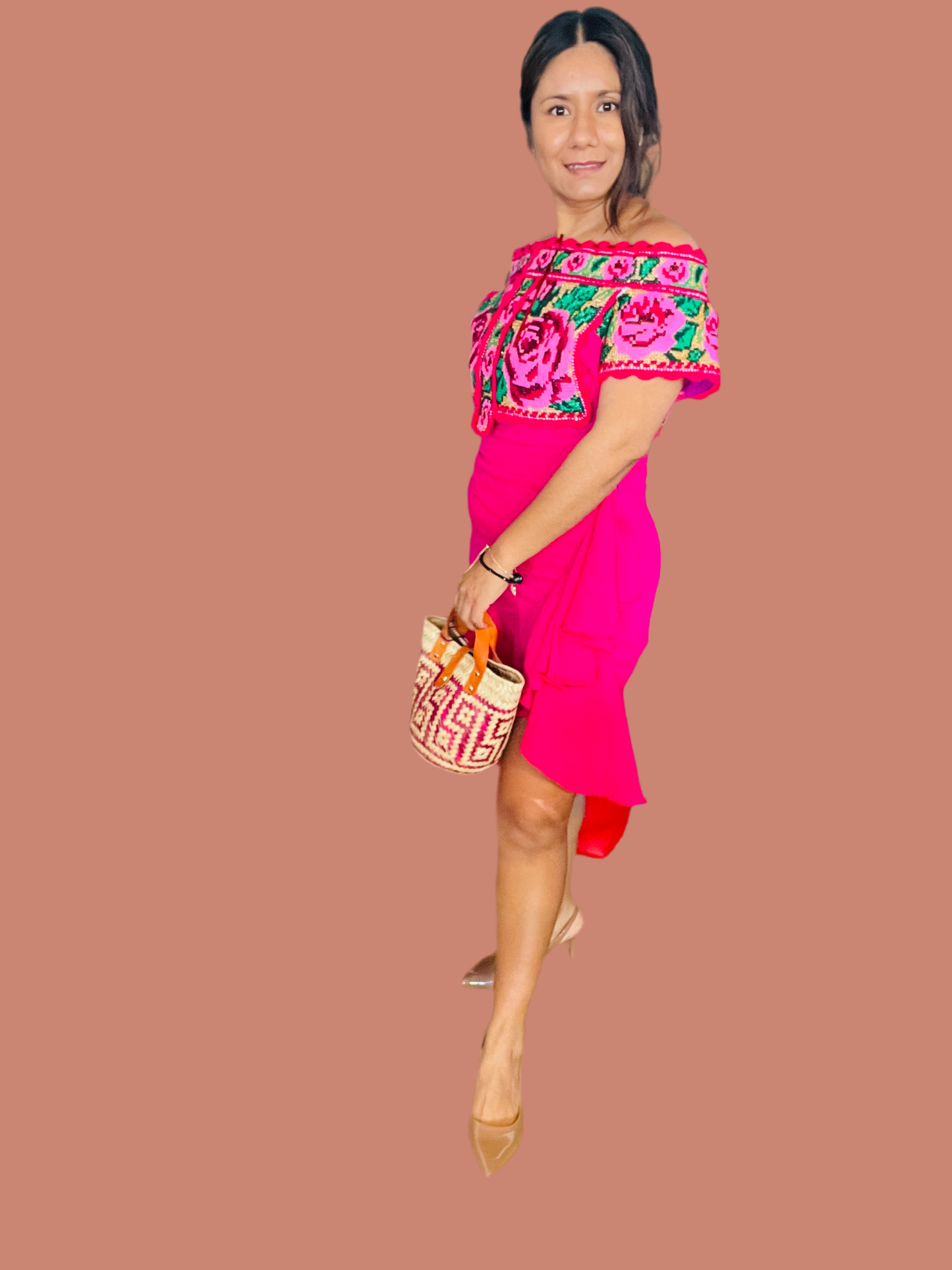 Rose off shoulder dress
