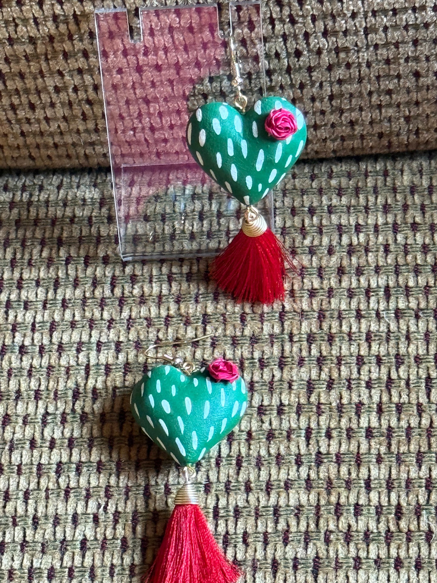 Cactus heart earrings