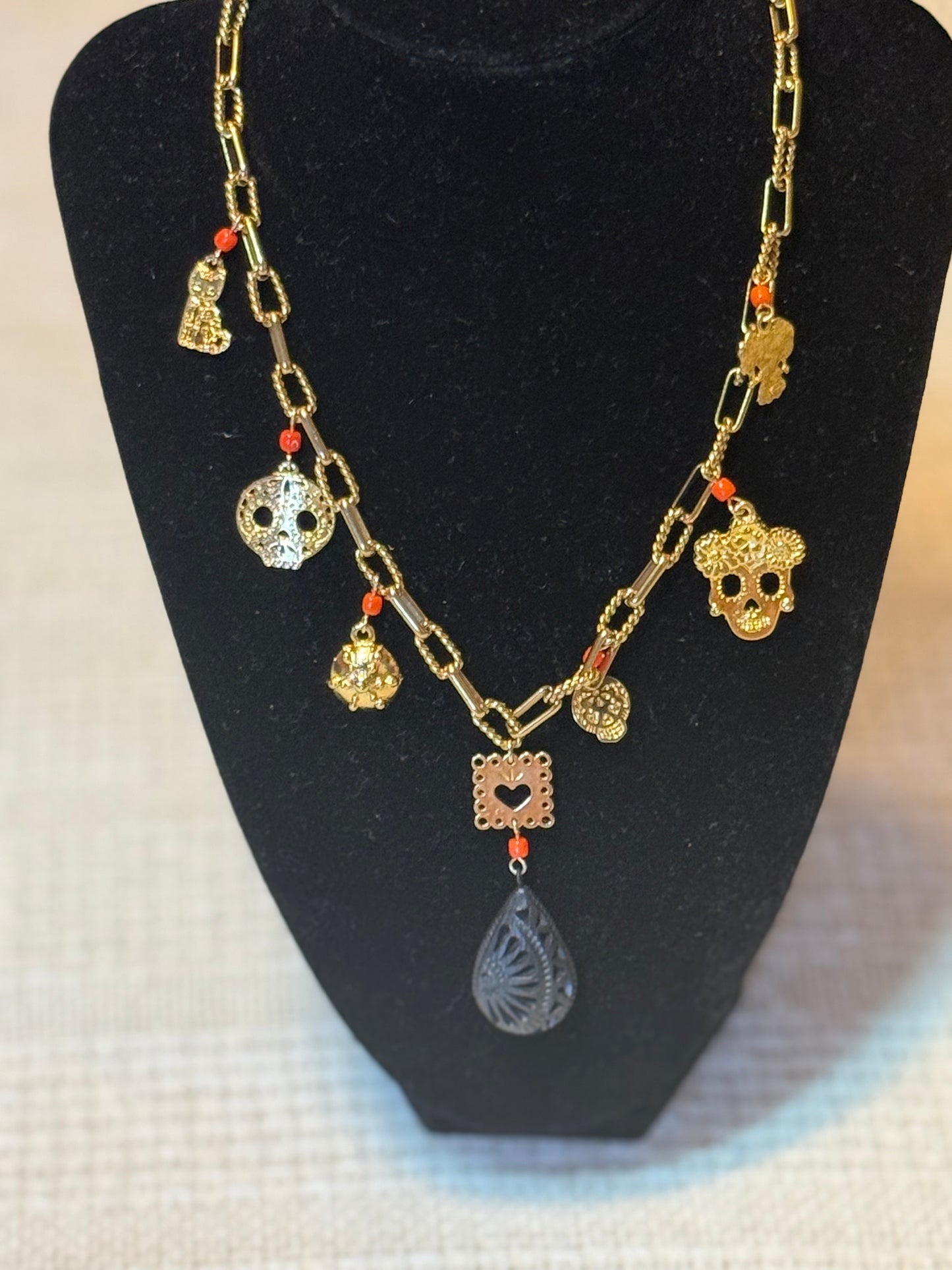 Maximalist dis de los muertos necklace