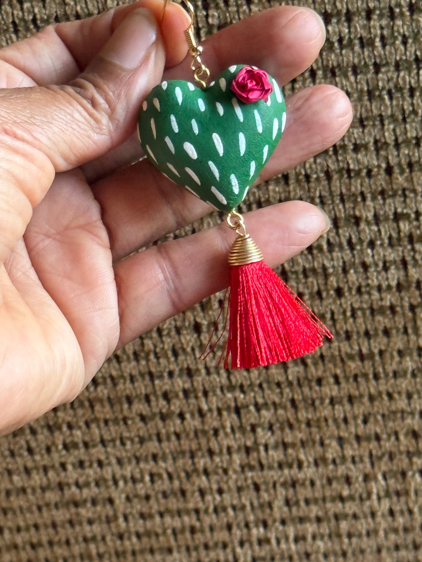 Cactus heart earrings