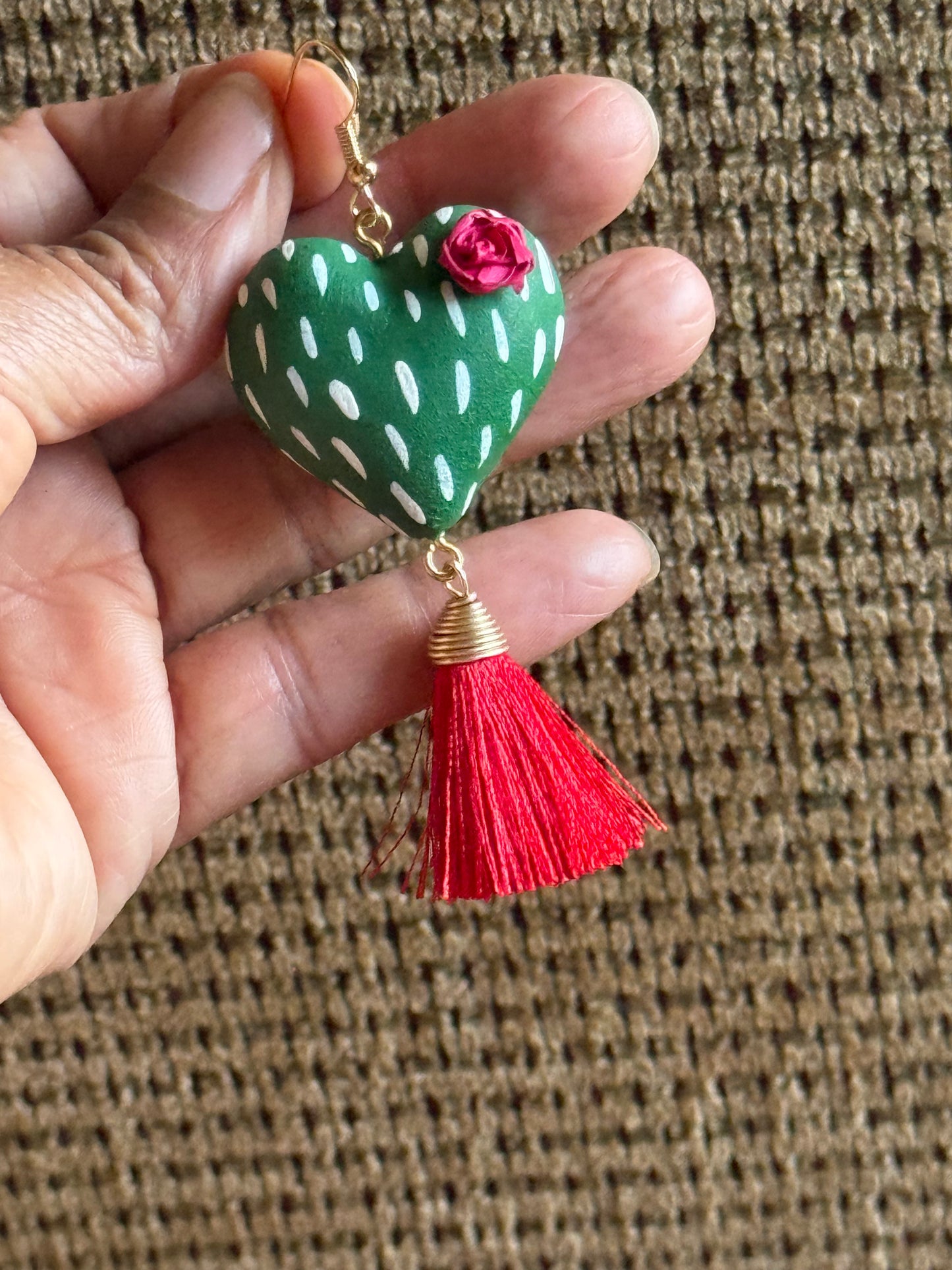 Cactus heart earrings