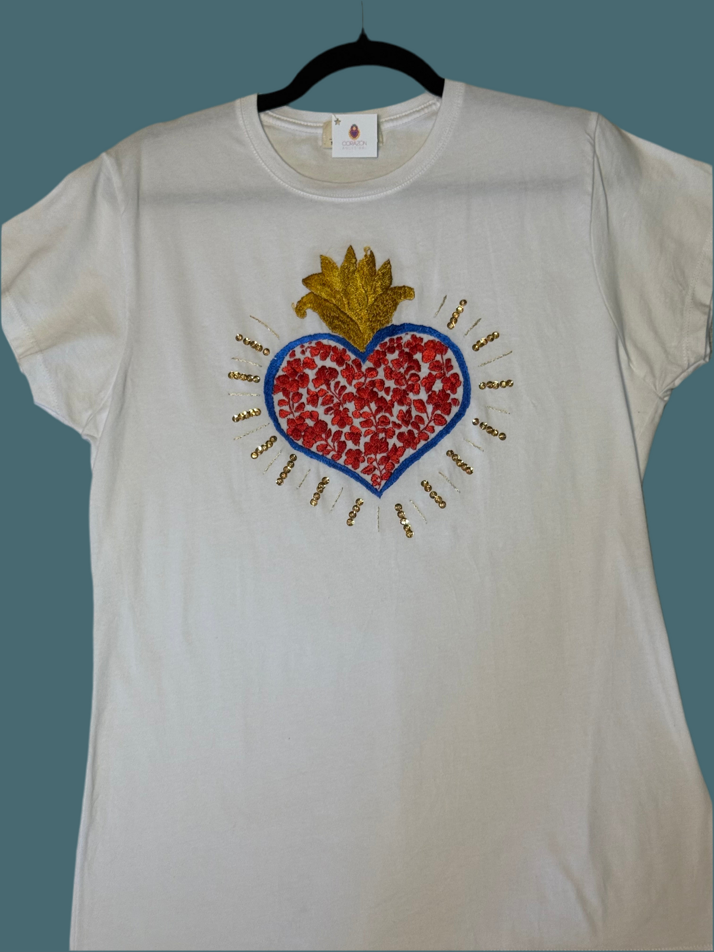 short sleeve green heart t-shirt