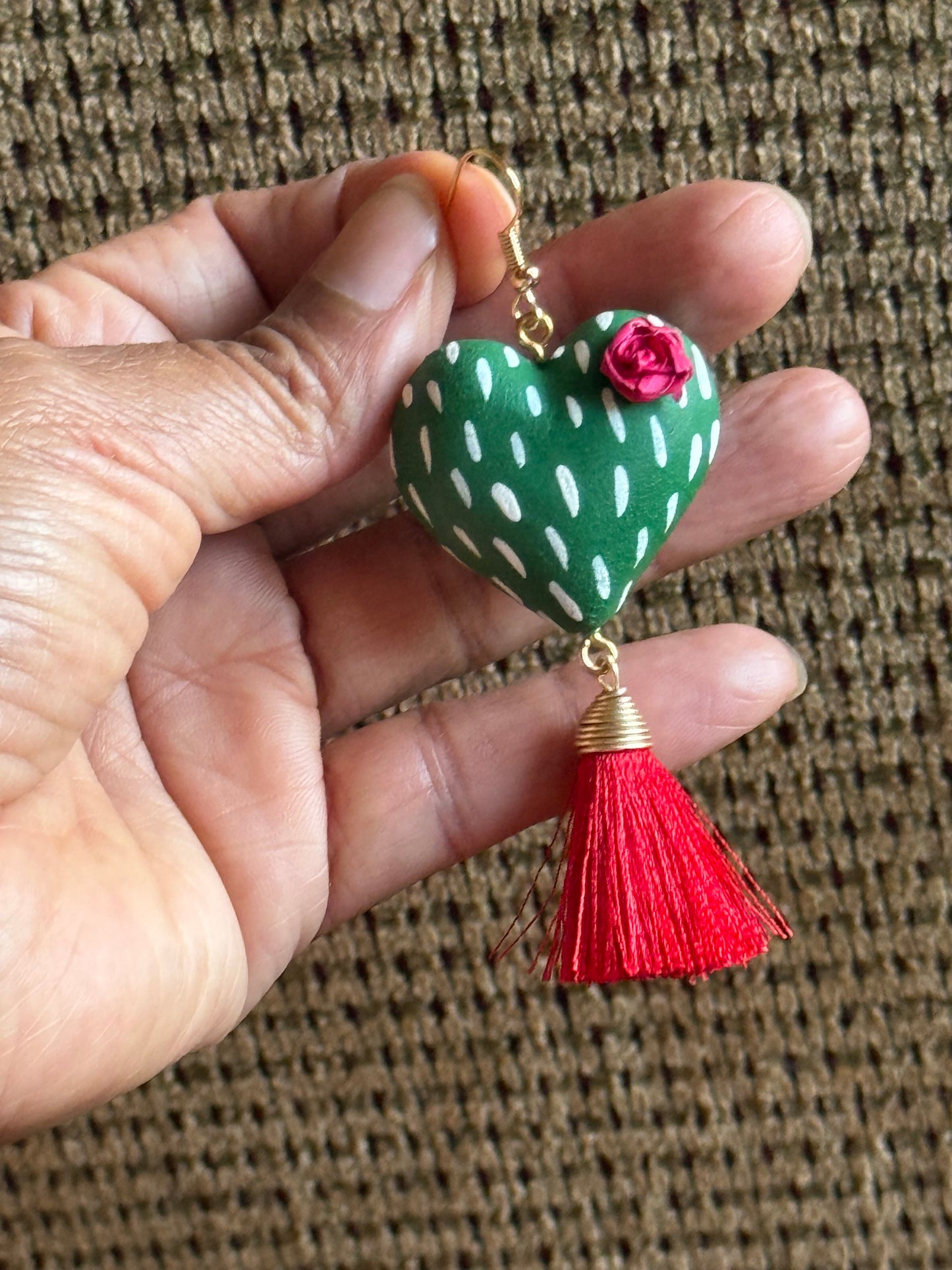 Cactus heart earrings
