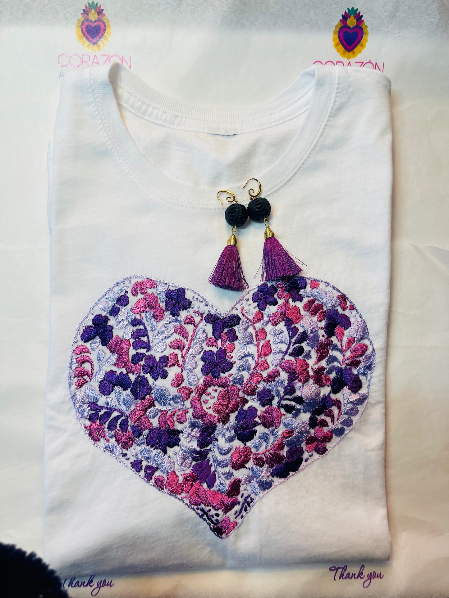 Purple/Pink Ancestral Heart T-shirt and Earring Set