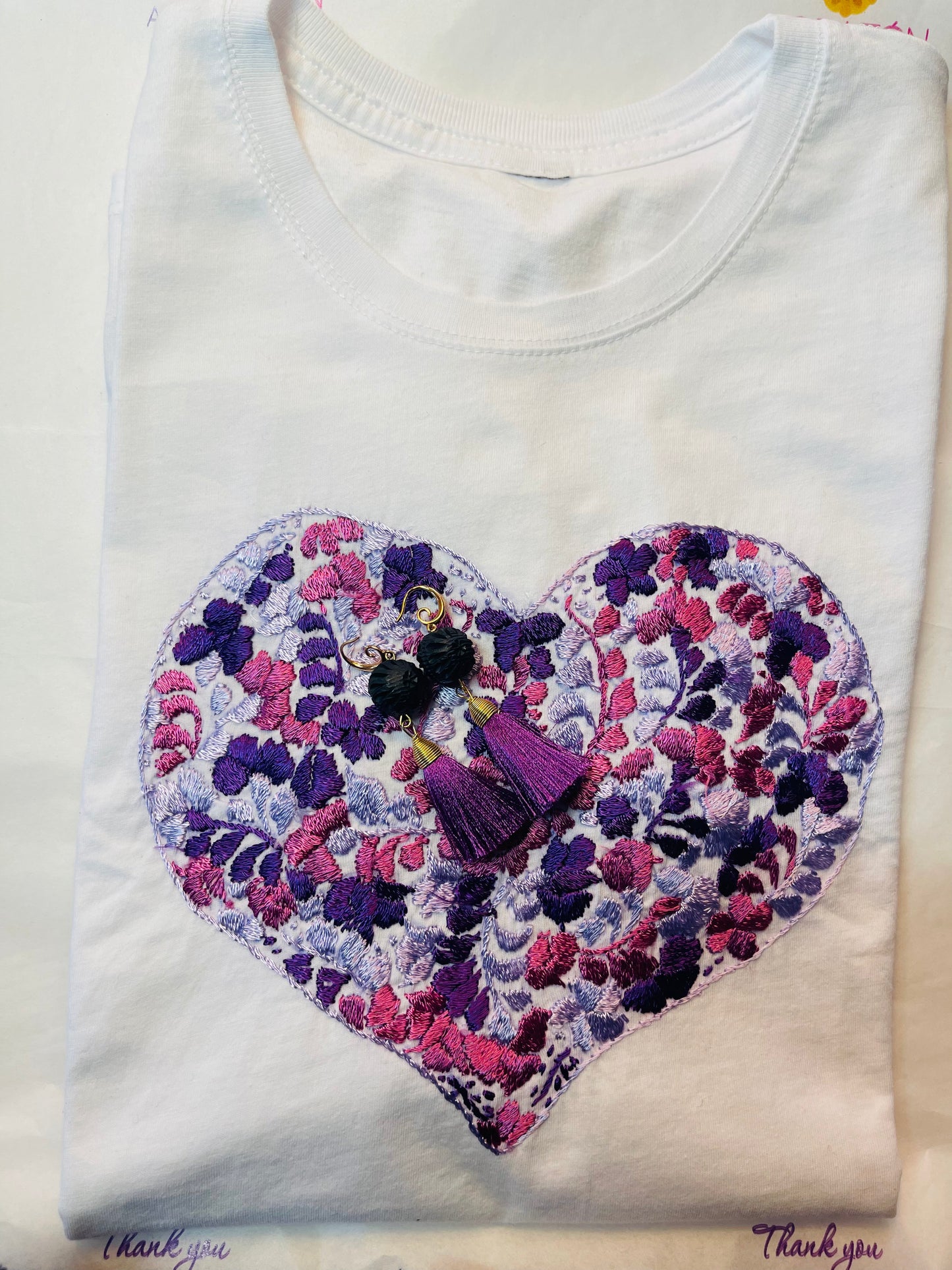 Purple/Pink Ancestral Heart T-shirt and Earring Set
