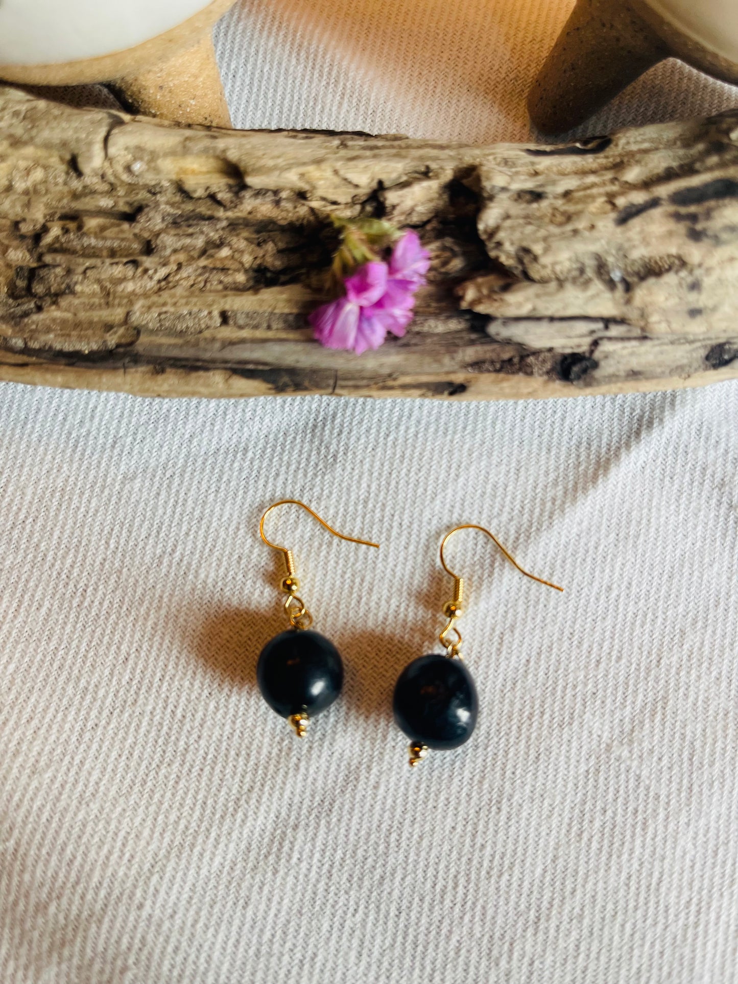 Black moon earrings
