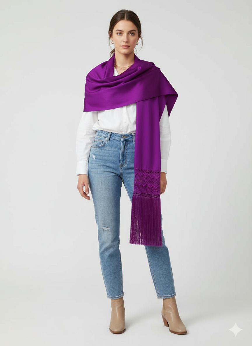 Rebozo artesanal extra ancho y largo llorona