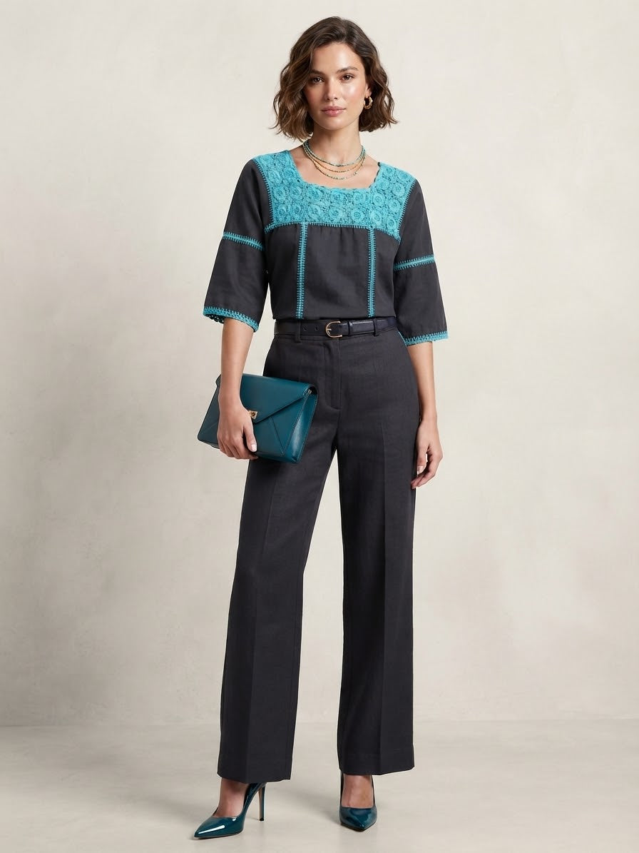 Blusa Manta turquesa
