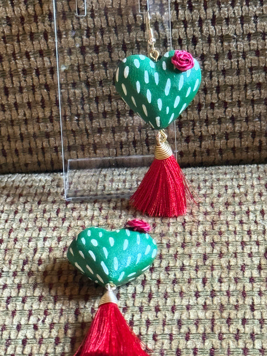 Cactus heart earrings