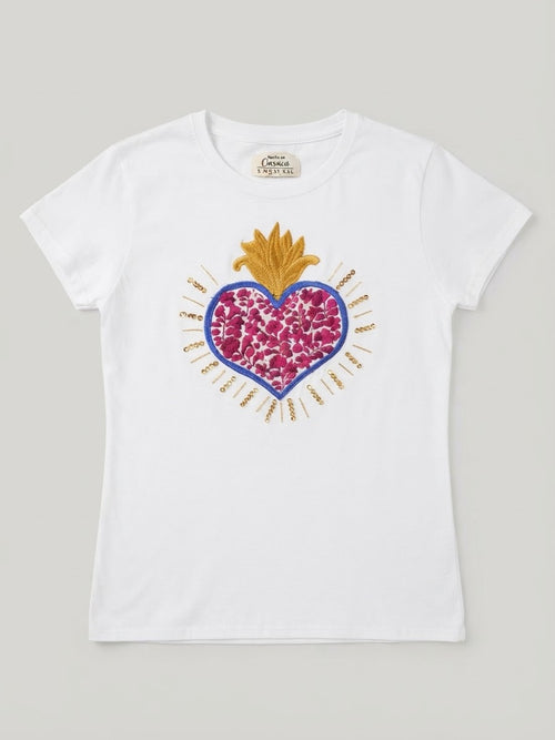 Playera sagrado corazón bordado