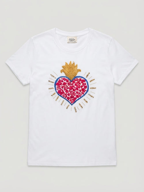 Playera sagrado corazón bordado