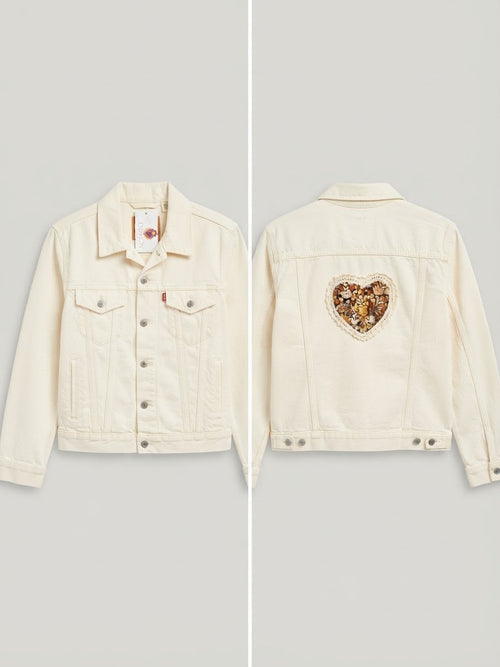Autumn heart denim jacket.