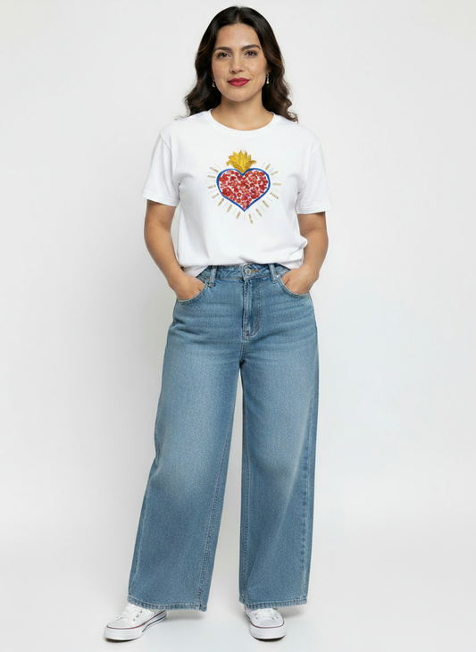 short sleeve green heart t-shirt