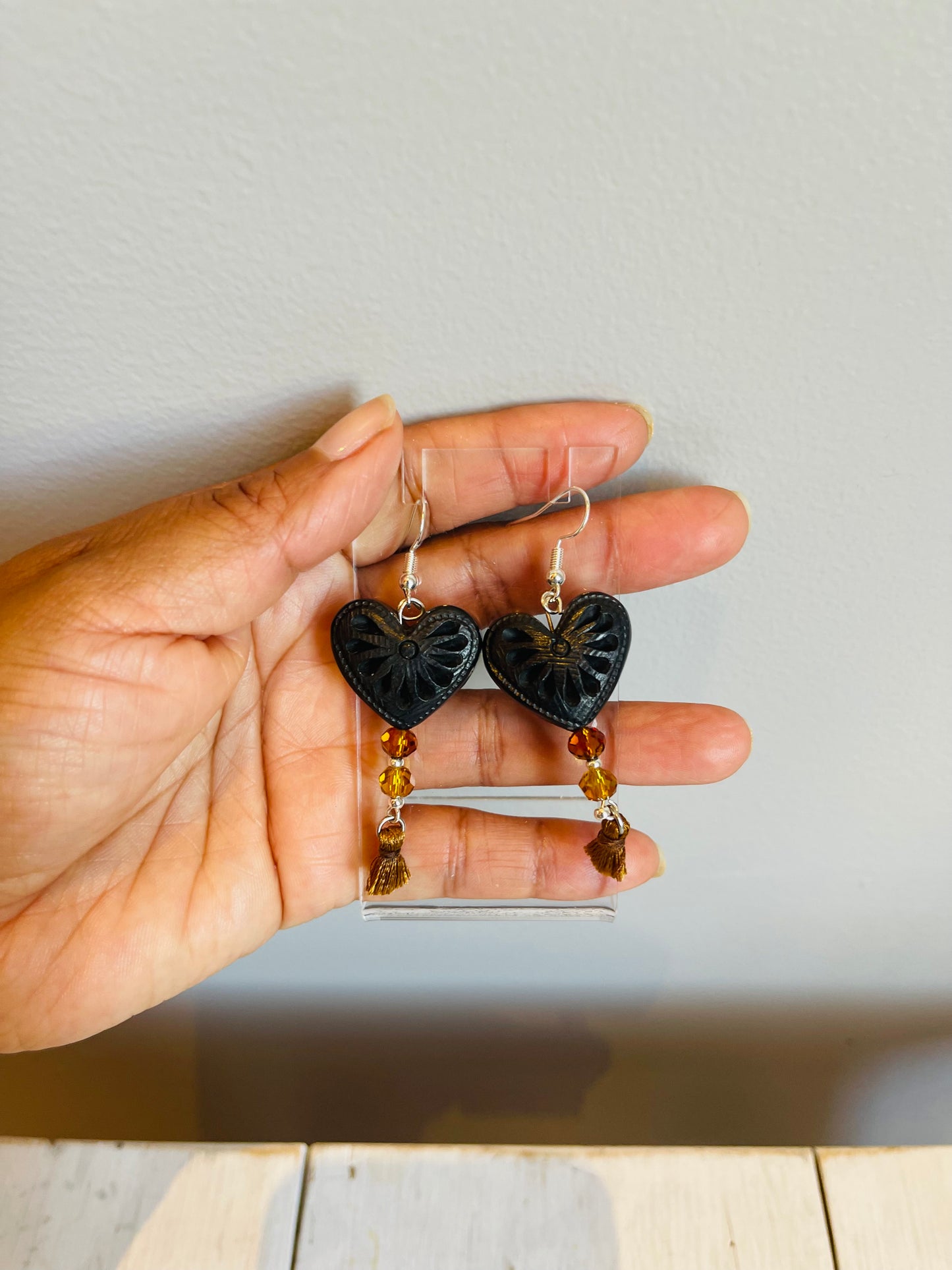 Black heart earrings