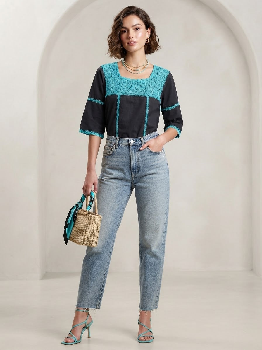 Blusa Manta turquesa